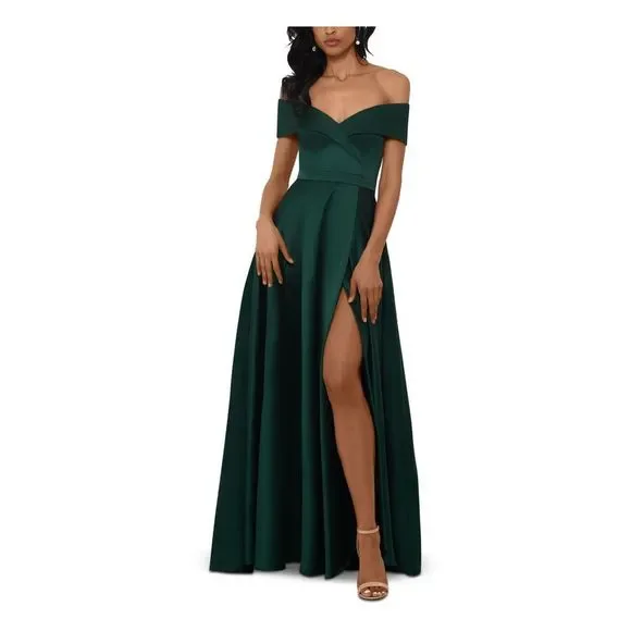 green emerald velvet dress Amazon.com: Xscape Women's Long Off The Shoulder Ruffle Beaded Mesh Back  Dress, Black Nude Silver, 4 : Clothing, Shoes & Jewelry main image 0